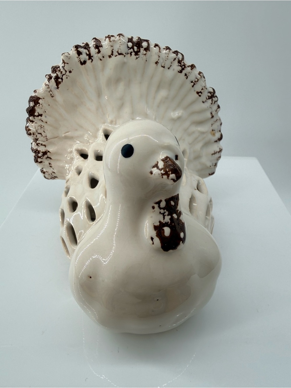 Mud Pie Cream and Brown Glazed Turkey Figurine